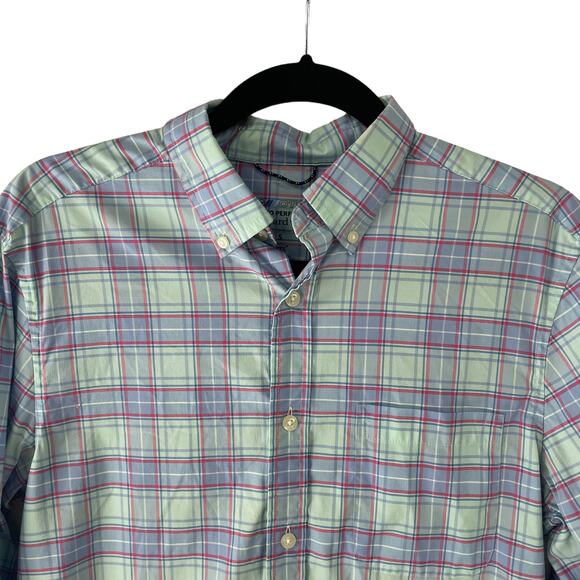 Vineyard Vines On The Go Performance Teal Pink Plaid Button Down Mens Small - Picture 4 of 6